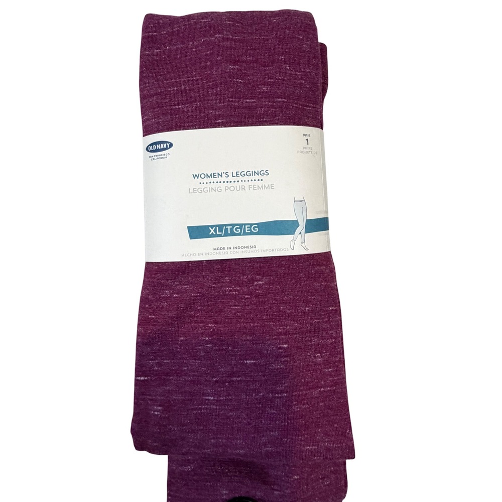 Old Navy Womens Leggings XL Heathered Burgundy Space Dye Marled Yoga Layering